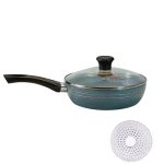 Fry Pan with Lid Ceramic Coated (Blue)-28 cm - Image 3