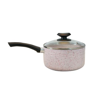 NS Milk Pan with Glass Lid Ceramic Coated (Pink)_20cm