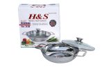 SS Karai 3 layer with Glass Lid_22cm - Image 2