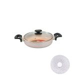 Multi Pan with Glass Lid Ceramic Coated (Pink)_24cm_IB