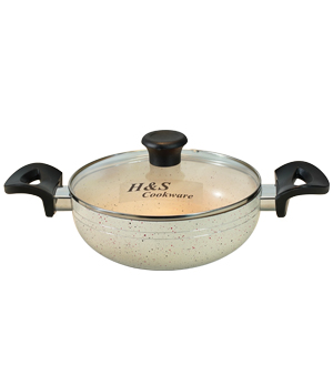 NS Karai with Glass Lid Ceramic Coated (Off White)_26cm