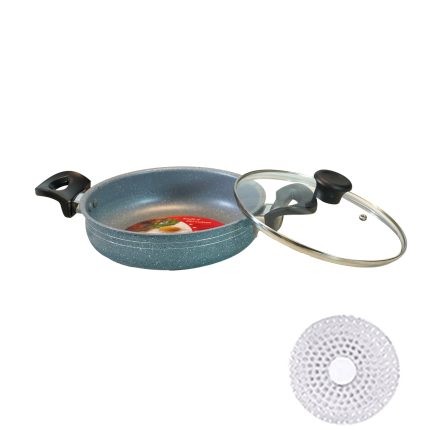 Multi Pan with Glass Lid Ceramic Coated (Blue)_24cm_IB