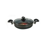 Multi Pan with Glass Lid Ceramic Coated (Black)_26cm_IB